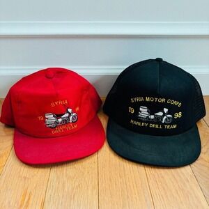 Vintage Shriners Mesh Snapback Syria Motor Corps Harley Drill Team Hat Lot USA‎